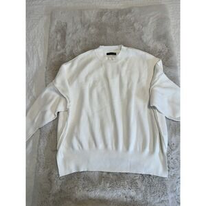 Black Tape Ribbed Knit Tunic Sweater‎ Top Size L White Exposed Seams Oversize